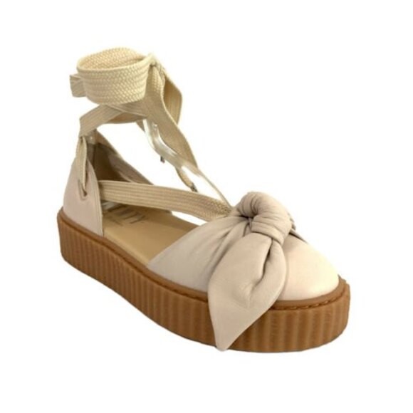Fenty Puma by Rihanna Sandals 7.5 Leather Bow Front Platform Creeper - Picture 1 of 13